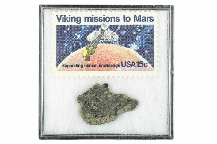 Martian Meteorite ( g) Slice - With Viking Mission Stamp #340016